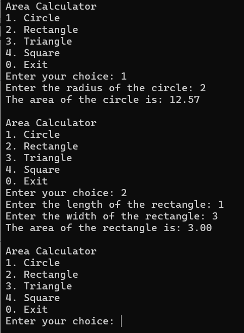 Programming C Area
