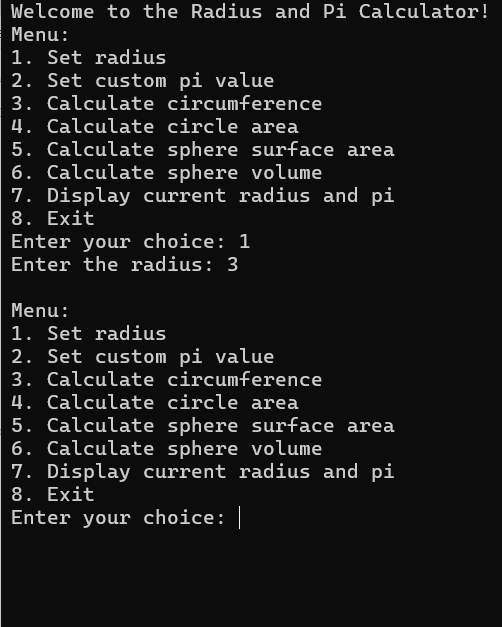 Programming C Radius