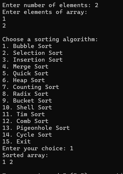 Programming C Sorting